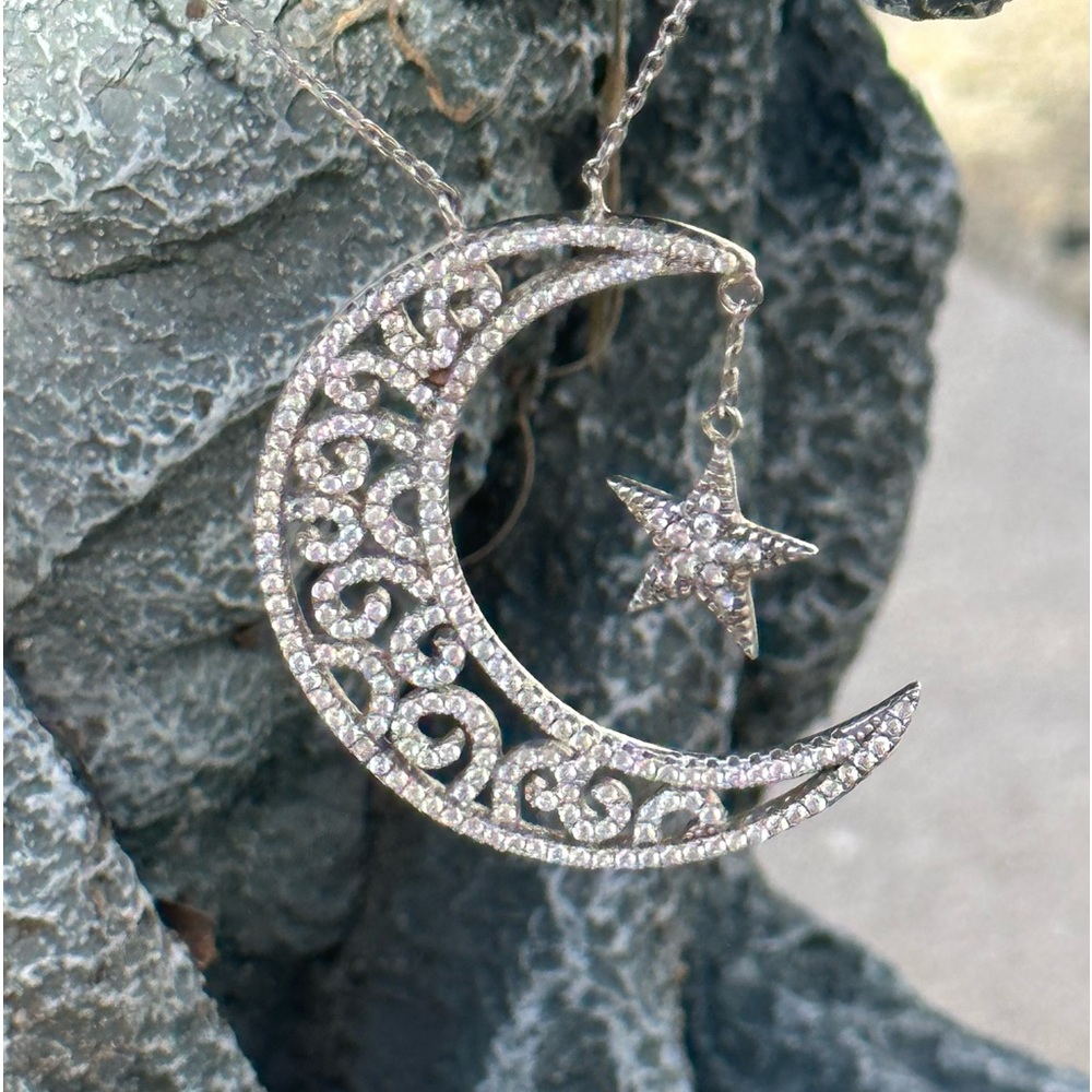 Half moon and dangling star necklace.